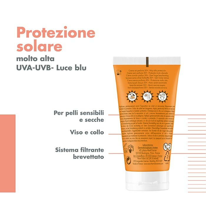 Avène Solare Senza Profumo SPF 50+ Protezione Molto Alta 50 ml