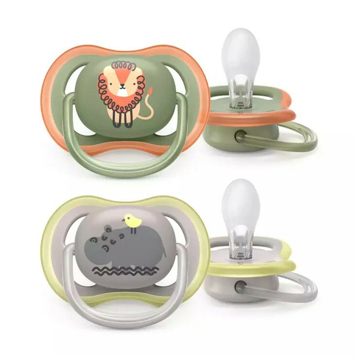 Avent succhietto ultra air collection 0-6 mesi mixed collezione animali 2 pezzi