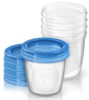 Avent vasetti conservalatte con coperchio da 180 ml 5 pezzi