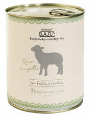 Barf Mangime Umido Completo Cane Trito Di Agnello 800 g