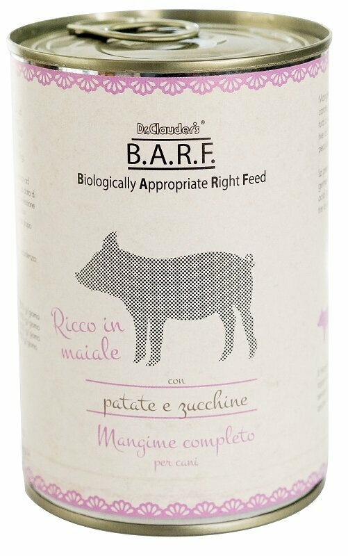 Barf Mangime Umido Completo Cane Trito di Maiale e Verdure 400 g