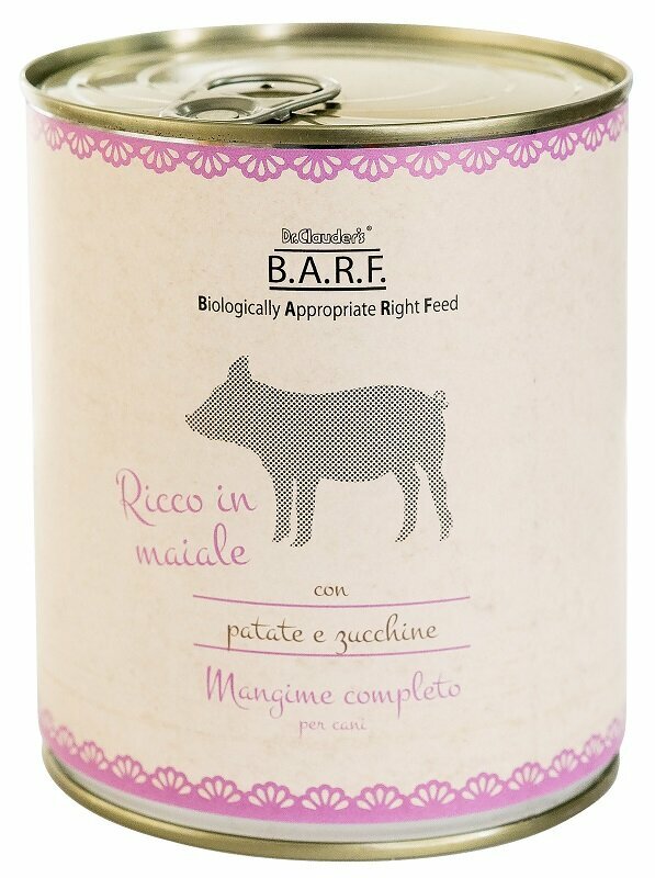 Barf Mangime Umido Completo Cane Trito di Maiale e Verdure 800 g