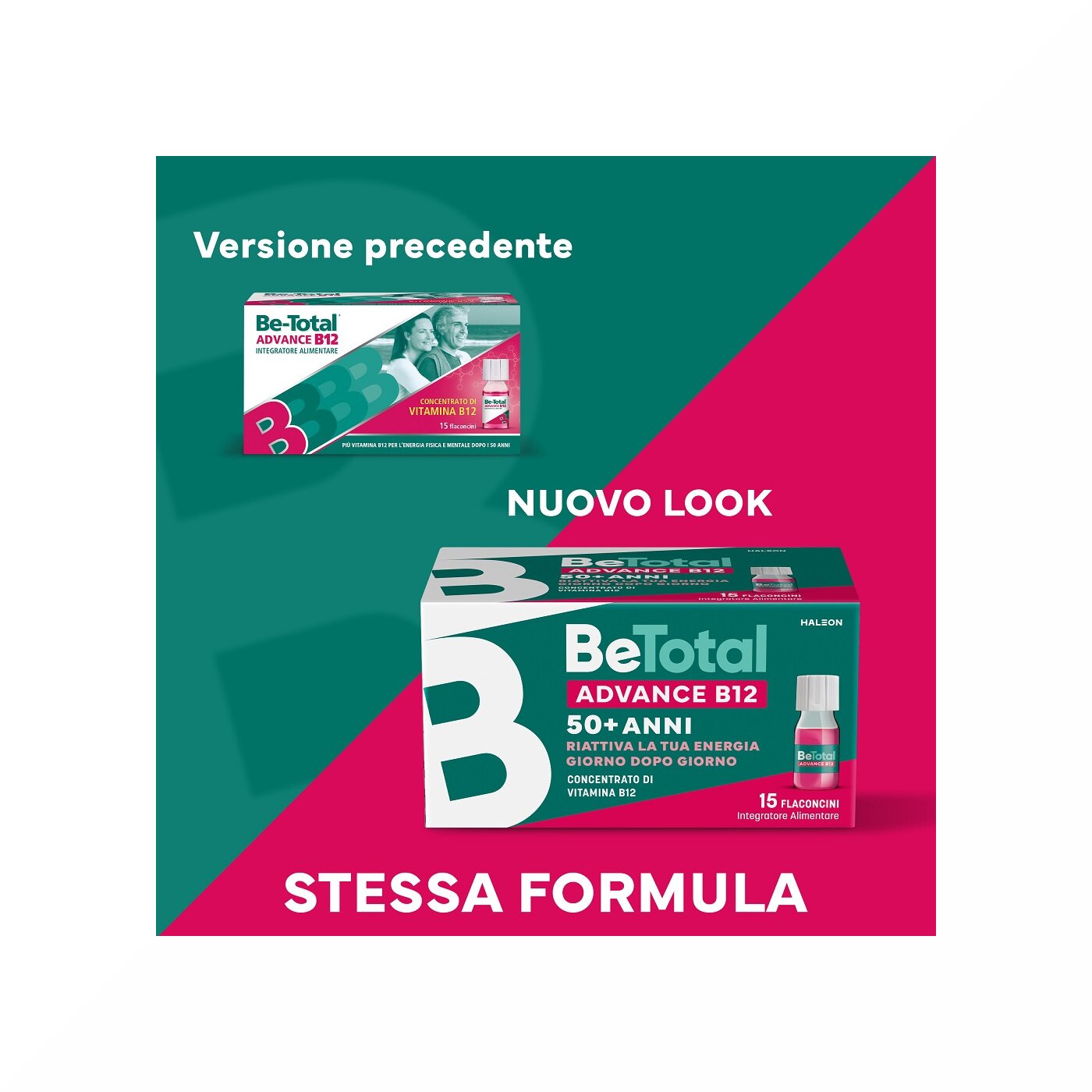 Be-Total Advance B12 50+ Anni Integratore di Vitamina B12 15 Flaconcini