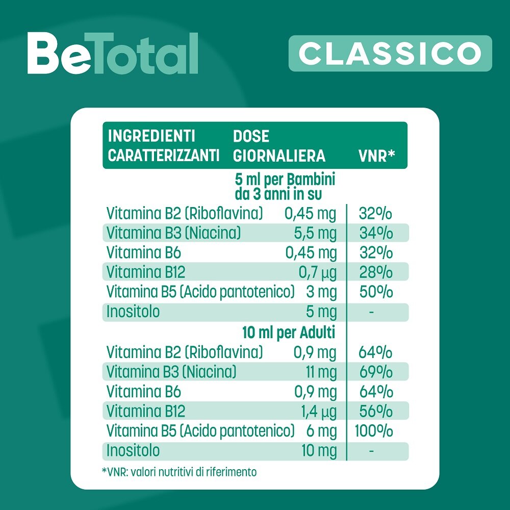 Be-Total Sciroppo Gusto Limone Integratore di Vitamina B 100 ml
