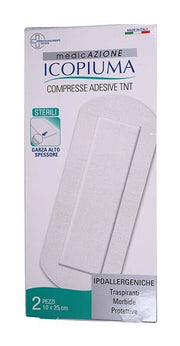 Benda compressa adesiva icopiuma in tessuto non tessuto 10 x25 cm 2 pezzi