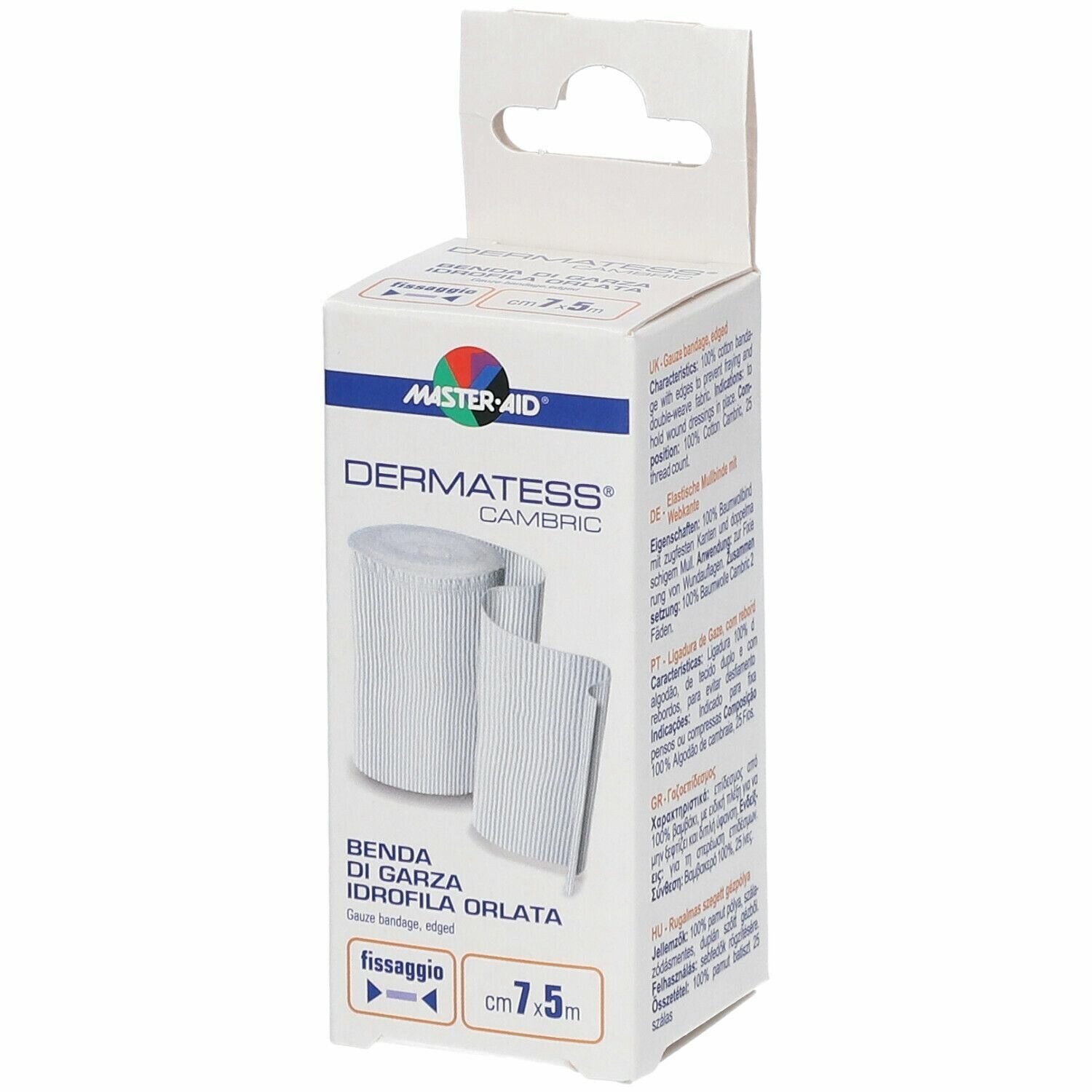 Benda compressa orlata di garza idrofila dermatess cambric 7x5