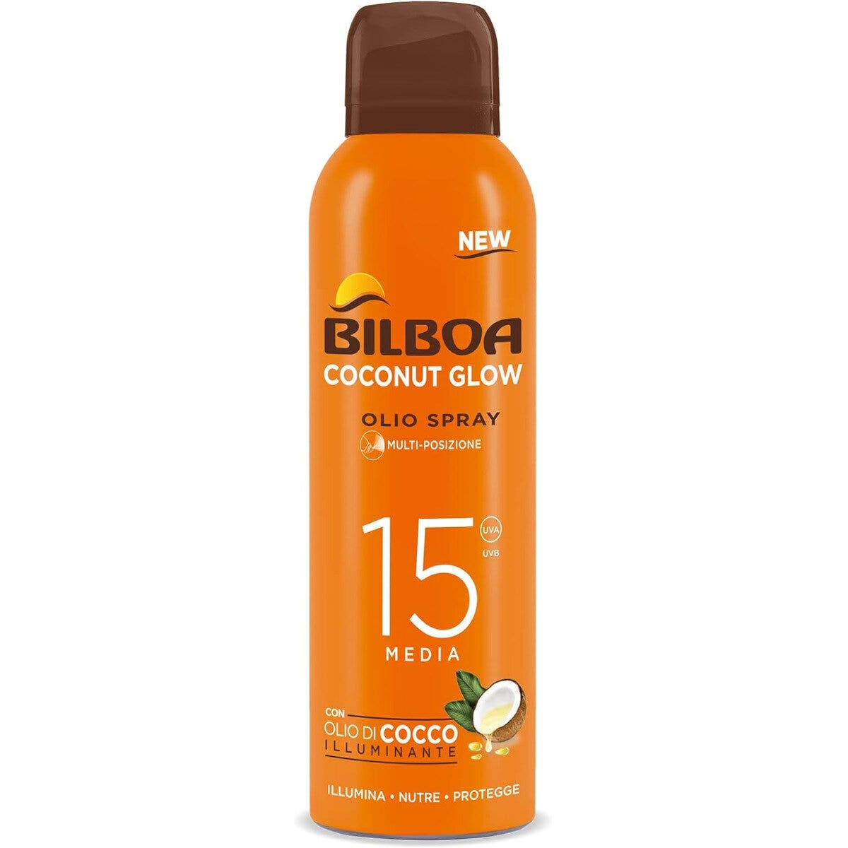Bilboa coconut glow olio spray solare multiposizione spf15 150ml