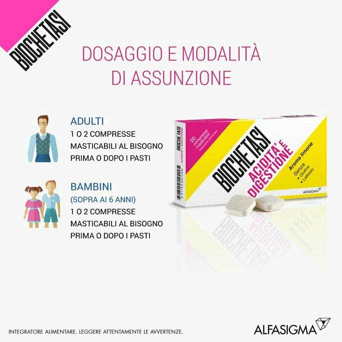 Biochetasi Digestione e Acidità 20 Compresse Masticabili limone