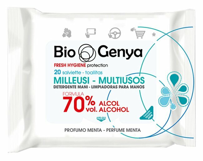 BioGenya Milleusi Salviette Igienizzanti 70% alcool 20 pezzi
