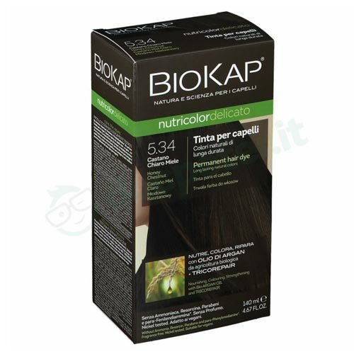 Biokap nutricolor delicato 5,34 castano chiaro miele tinta tubo + flacone
