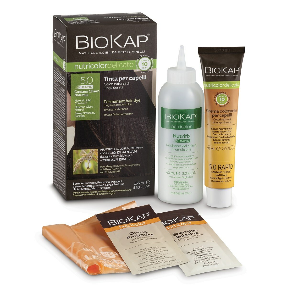 Biokap nutricolor delicato rapid 4,05 castano cioccolato 135 ml