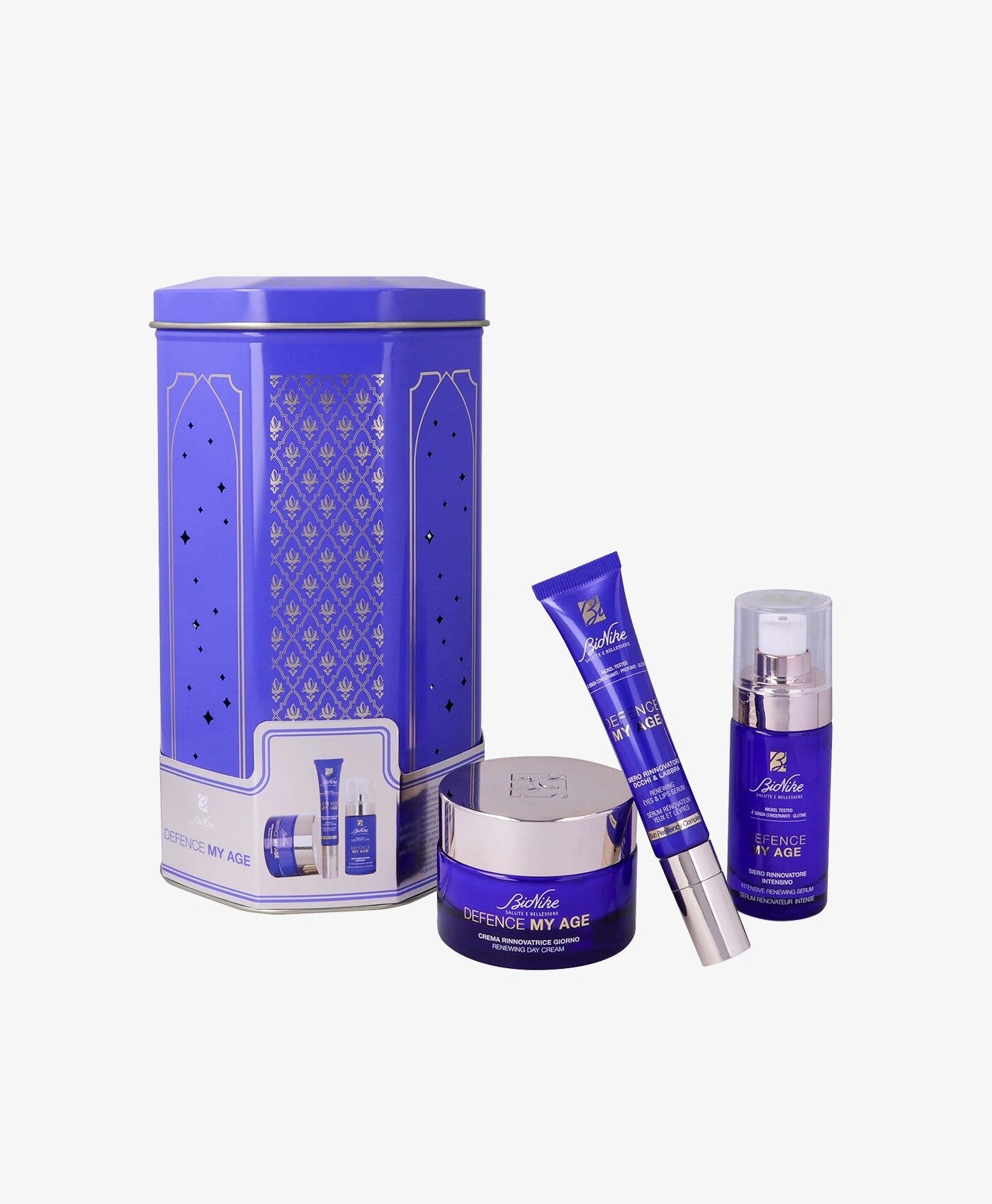 Bionike cofanetto defence my age siero viso 30ml + crema giorno 50ml + siero occhi/labbra 15ml