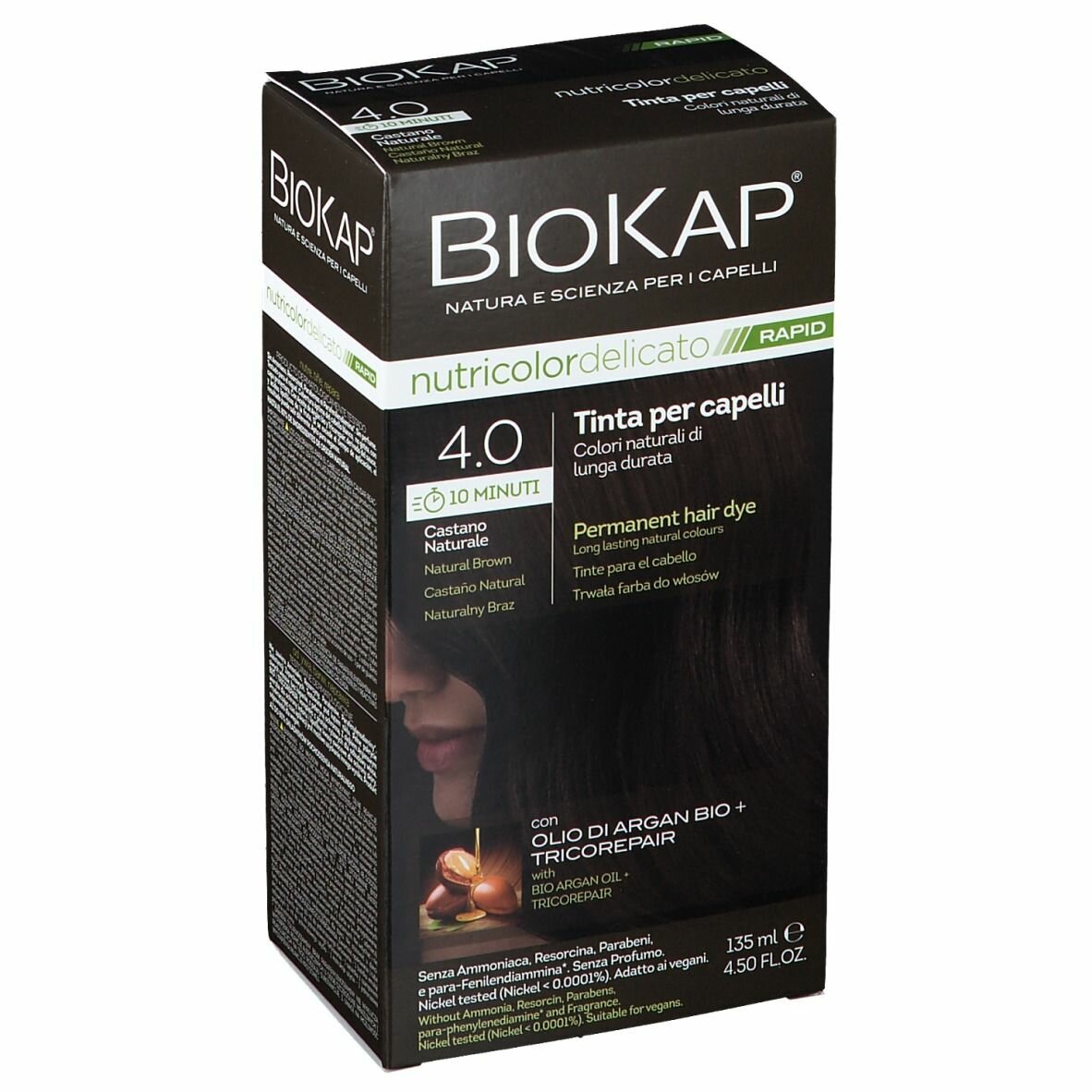 Bios line  biokap nutricolor delicato rapid tinta 4,00 castano naturale 135 ml
