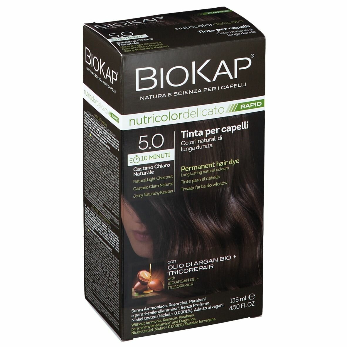 Bios line  biokap nutricolor delicato rapid tinta 5,0 castano chiaro naturale 135 ml