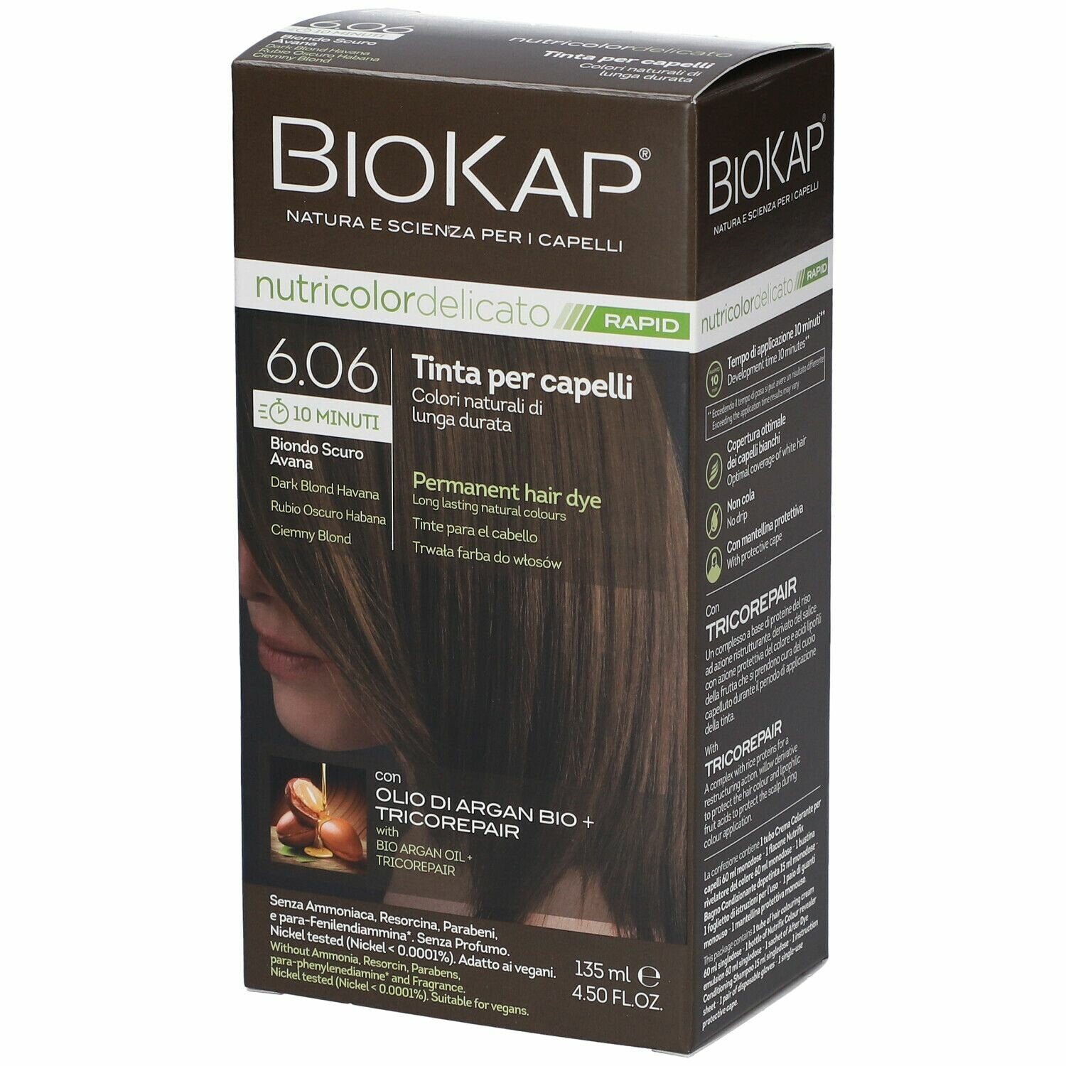 Bios line  biokap nutricolor delicato rapid tinta 6,06 biondo scuro avana 135 ml