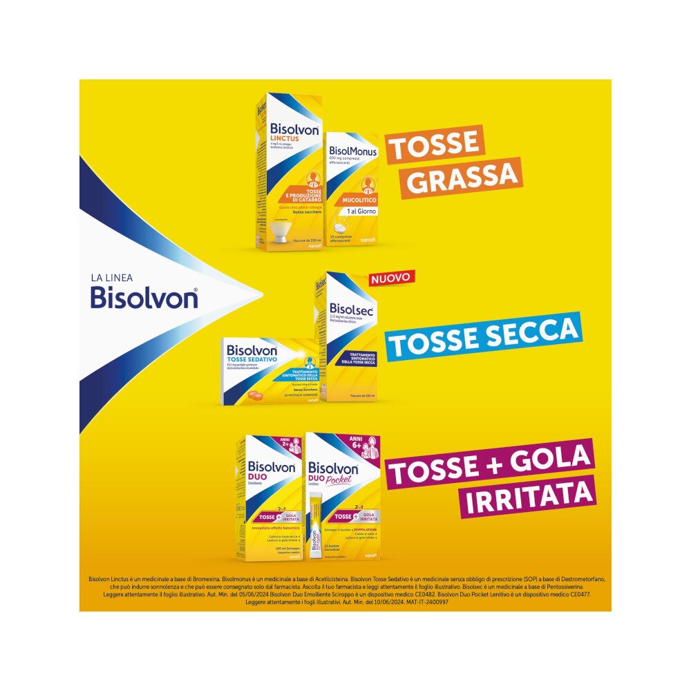 Bisolsec soluzione orale trattamento sintomatico della tosse secca 190ml