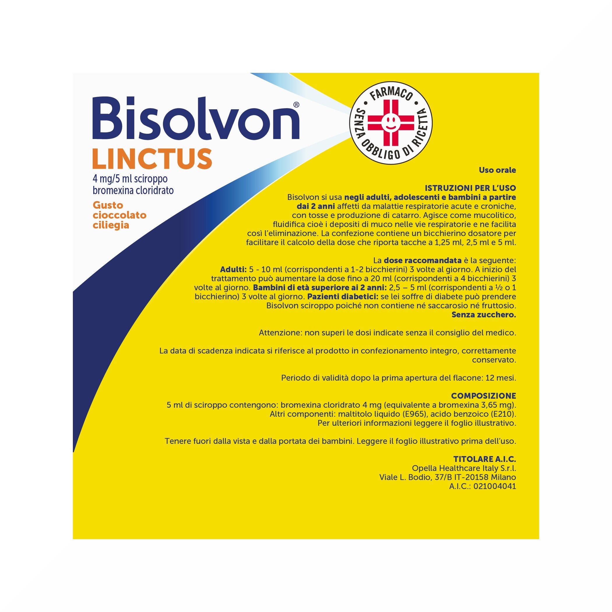 Bisolvon Linctus Sciroppo Mucolitico Tosse Grassa 250 ml
