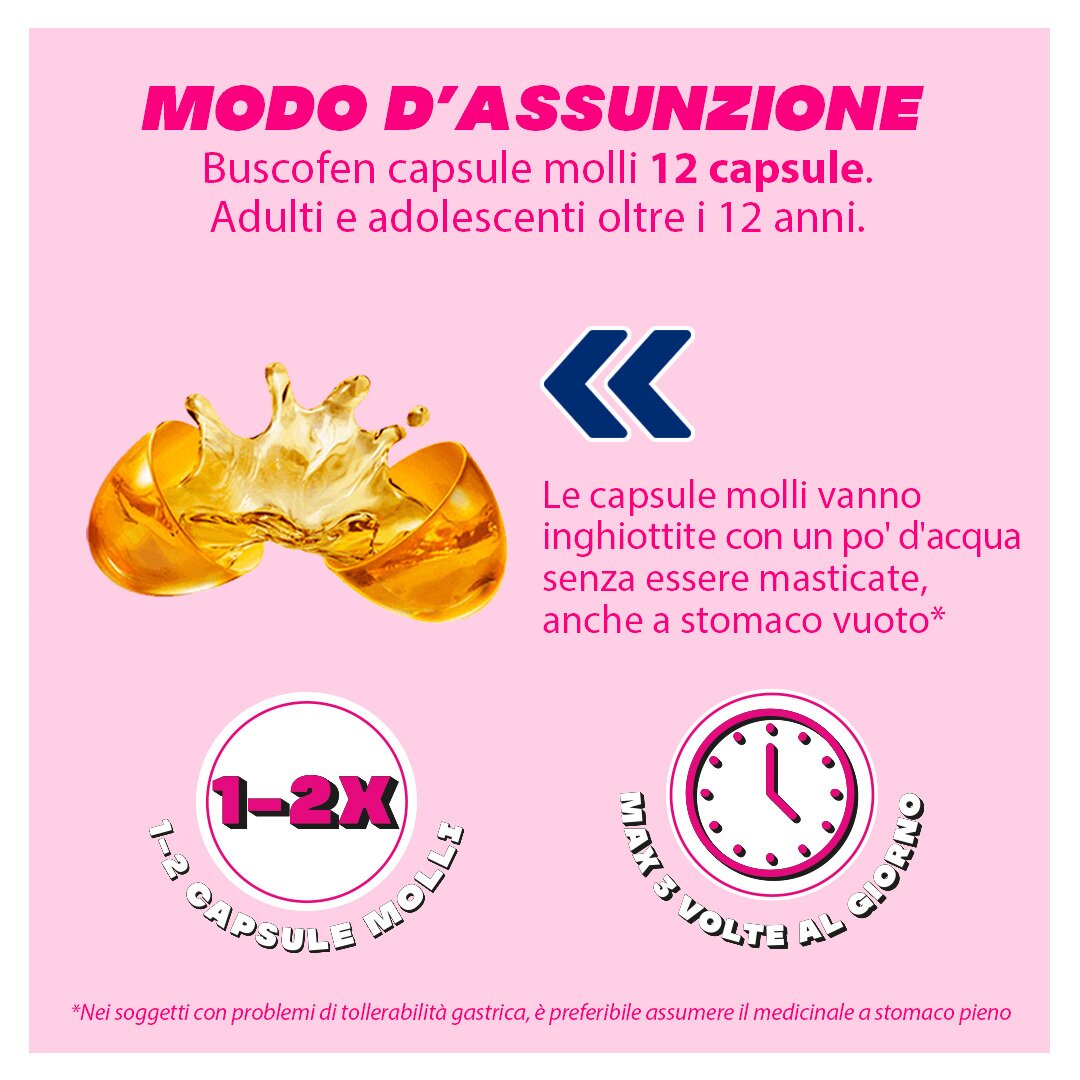 Buscofen 12 Capsule Molli 200 mg Analgesico
