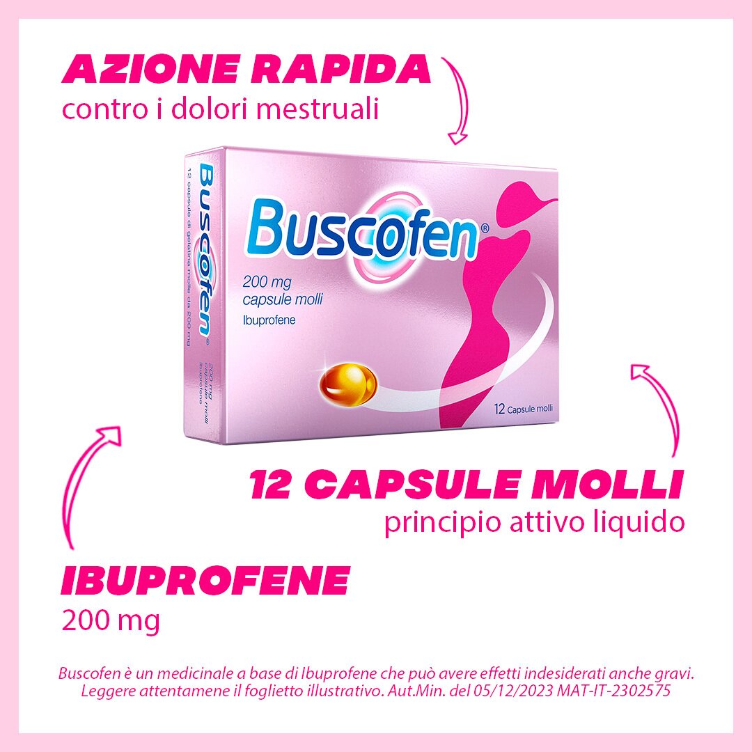 Buscofen 12 Capsule Molli 200 mg Analgesico