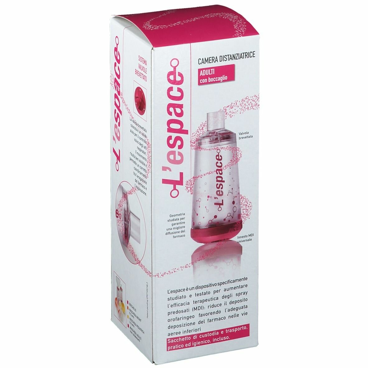 Camera distanziatrice per erogatori spray predosati l'espacemdi 200ml per adulti colore magenta misura 65x65x140mm convalvola