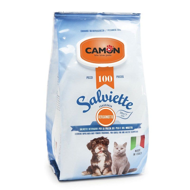 Camon salviette detergenti bergamotto per cani e gatti 100 pezzi