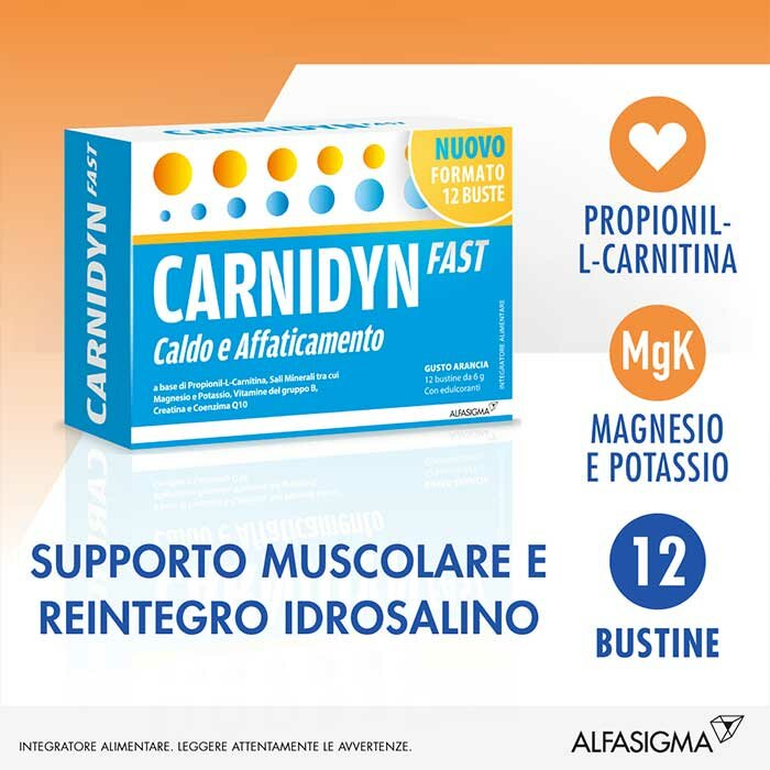 Carnidyn Fast Magnesio e Potassio Integratore 12 Bustine