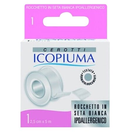 Cerotto icopiuma in rocchetto seta bianco ipoallergenico 2,5cm x 5 m