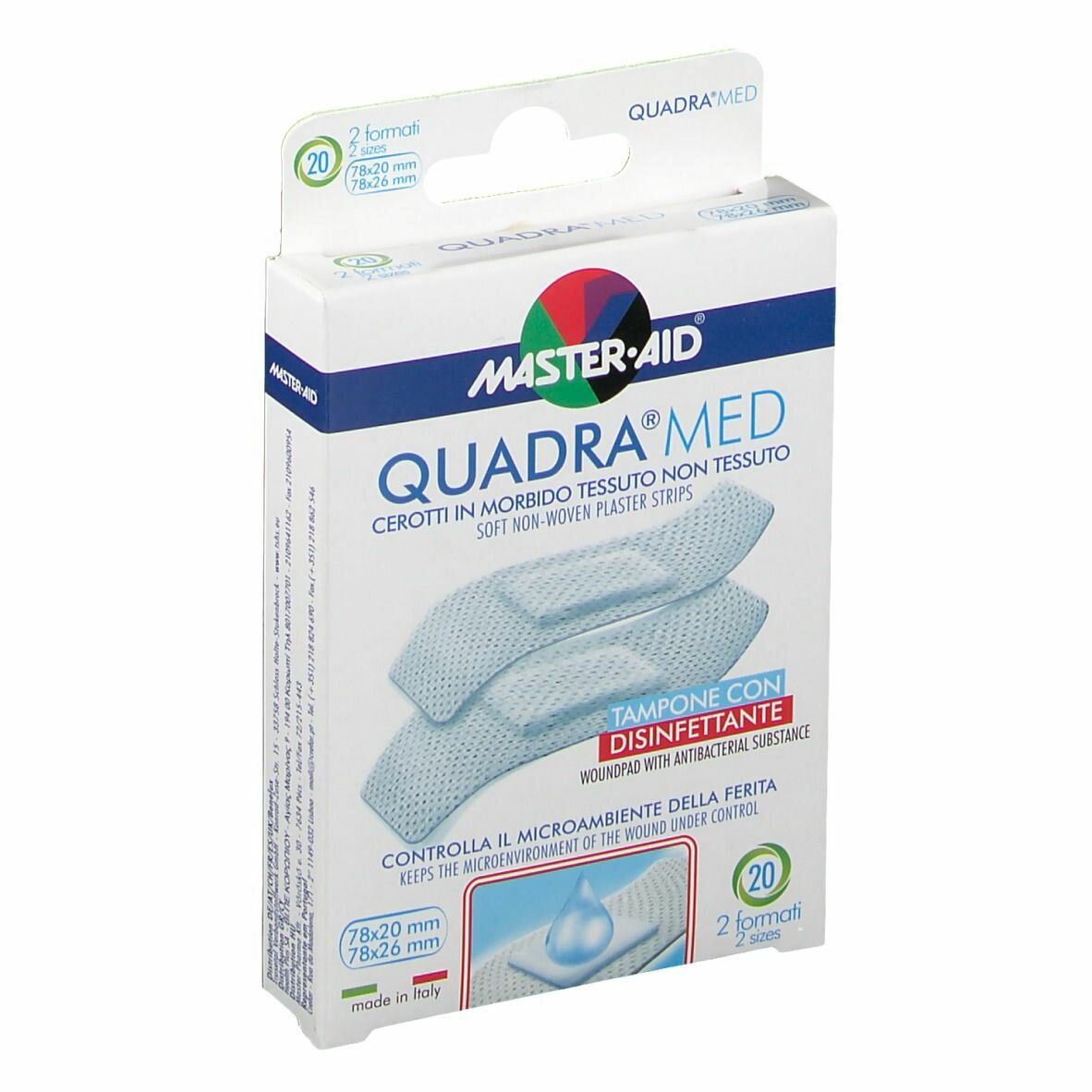 Cerotto master-aid quadra dermoattivo formati assortiti 20 pezzi