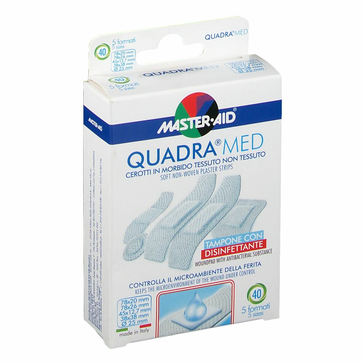 Cerotto master-aid quadra dermoattivo formati assortiti 40 pezzi