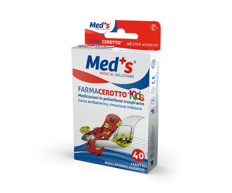 Cerotto meds strips kids ipoallergenico assortiti 40 pezzi