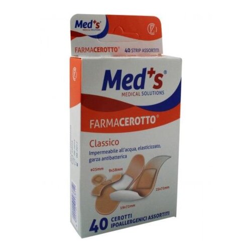 Cerotto meds strips poliuretano ipoallergenico classico assortiti 40 pezzi