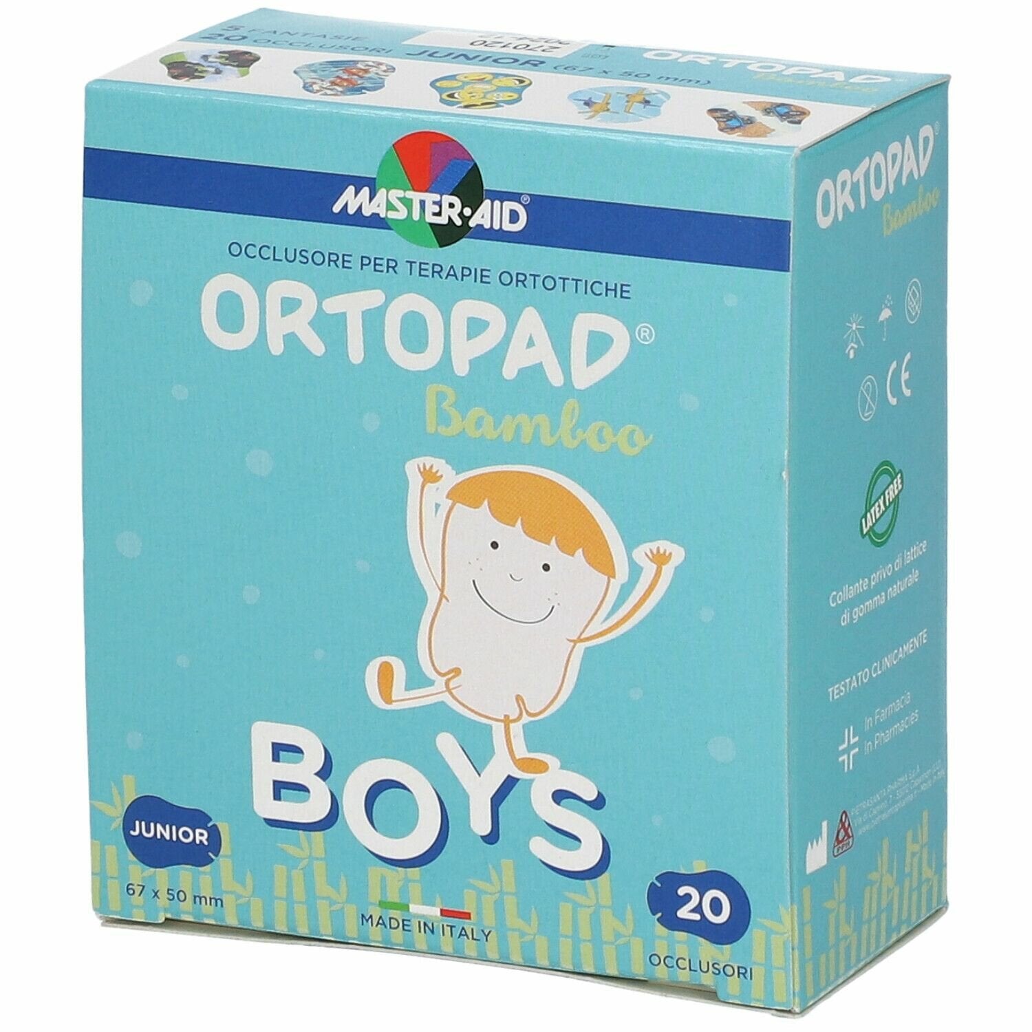 Cerotto oculare per ortottica ortopad boys 5x6,7 cm 20 pezzi