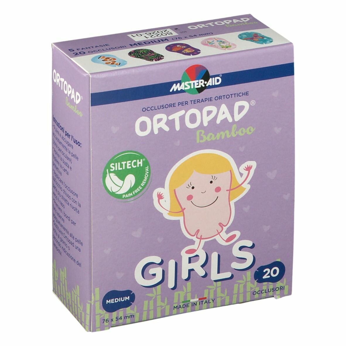 Cerotto oculare per ortottica ortopad girls m 5,4x7,6 20 pezzi