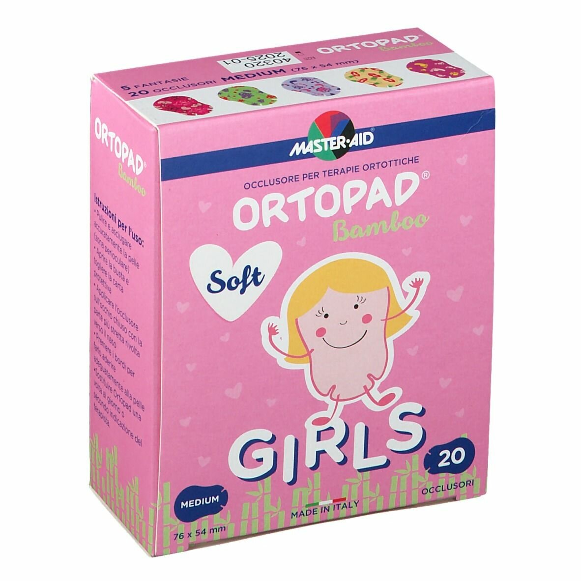 Cerotto oculare per ortottica ortopad soft girls m 20 pezzi