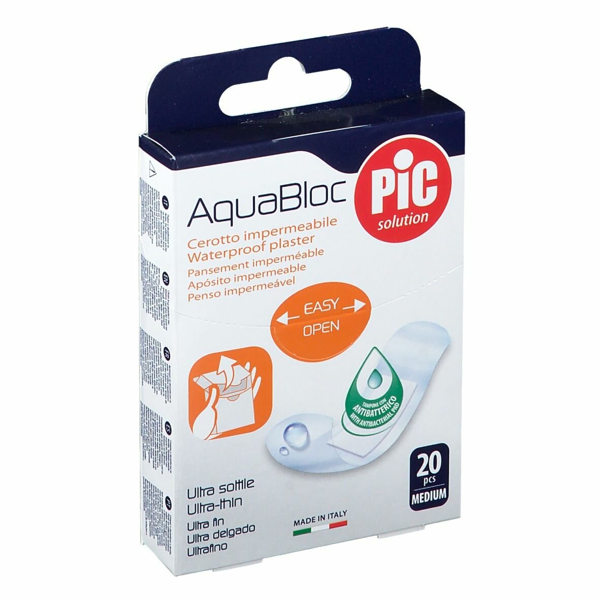 Cerotto pic aquabloc 19x72mm antibatterico 20 pezzi