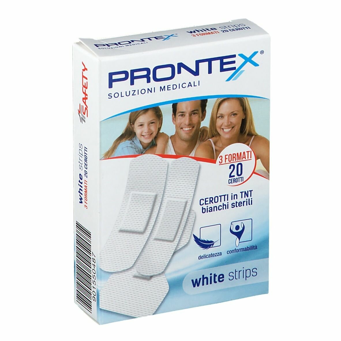 Cerotto prontex white strips astuccio 20 pezzi 3 formati assortiti