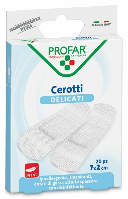 Cerotto tessuto non tessuto delicato medi 7x2 cm 20 pezzi profar