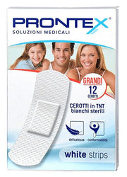 Cerotto white strips tessuto non tessuto bianco grande 12 pezzi