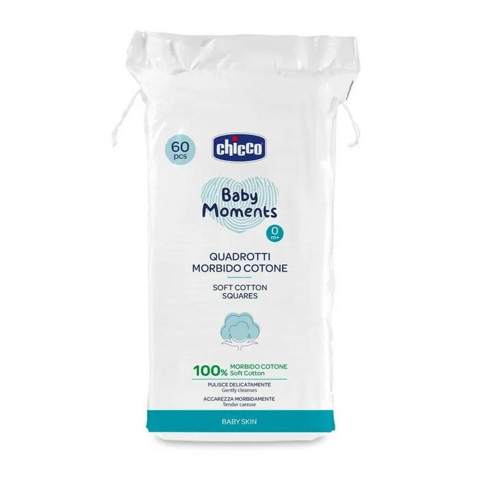 Chicco Baby Moments Quadrotti Morbio Cotone 60 Pezzi  0m