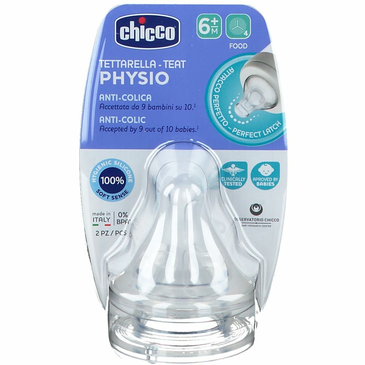 Chicco tettarella perfect 5 6m in silicone 2 pezzi pap