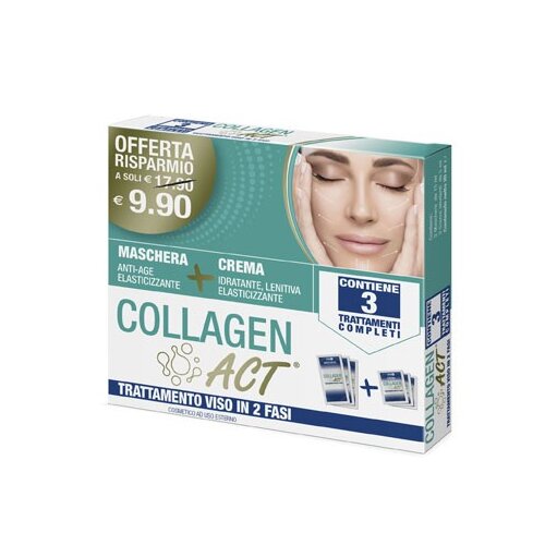 Collagen active trattamento viso 2 fasi maschera anti age elasticizzante + crema idratante lenitiva elasticizzante