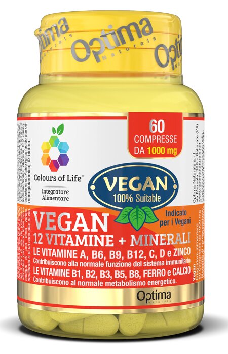 Colours of life vegan 12 vitamine minerali 60 compresse 1000mg