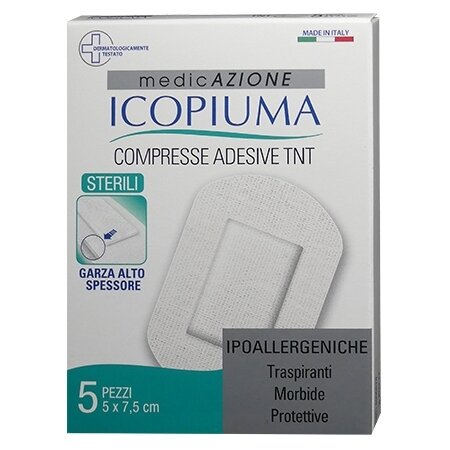Compressa adesiva tessuto non tessuto 7,5 x 5 cm 5 pezzi