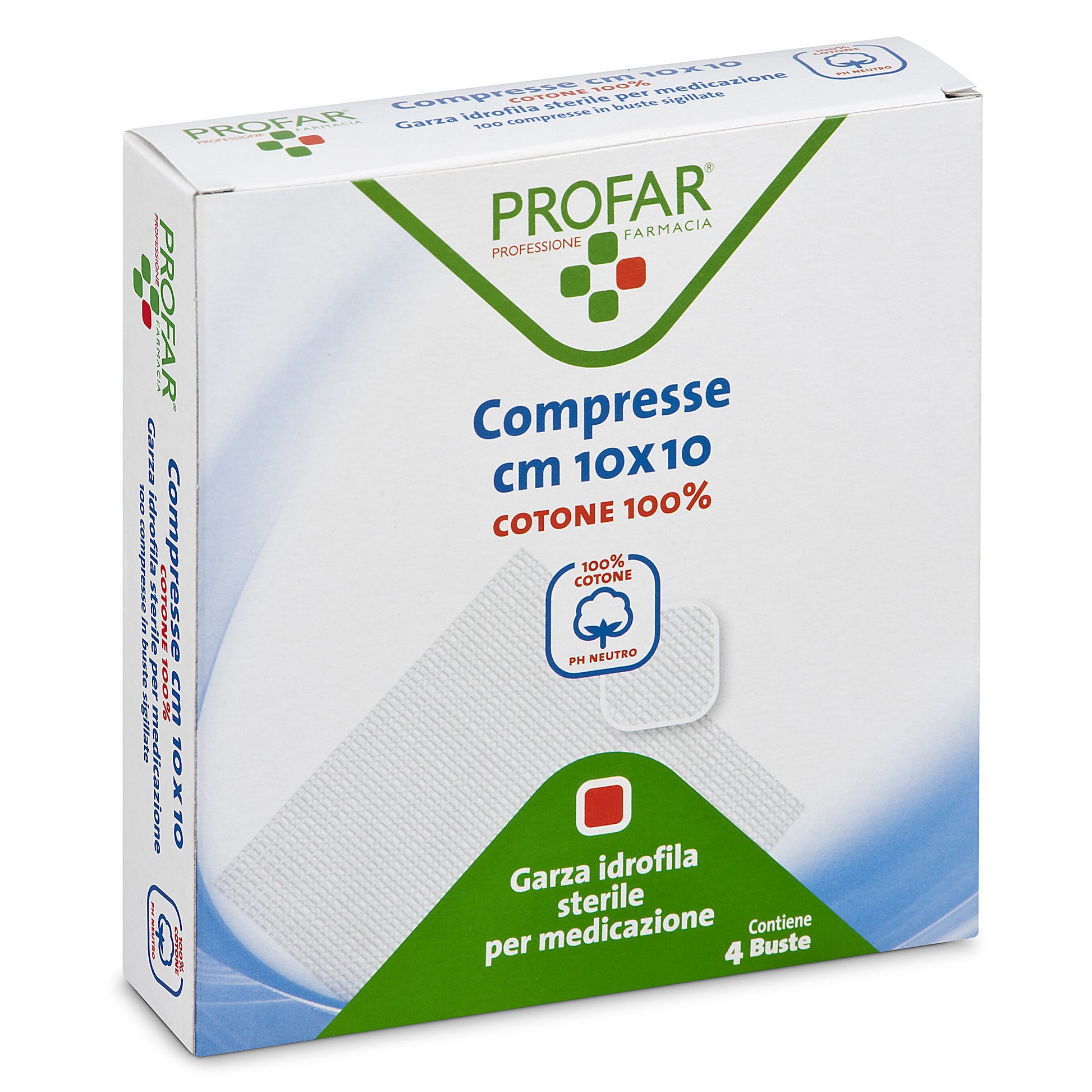 Compresse in cotone 100 pezzi 10 x 10 cm profar