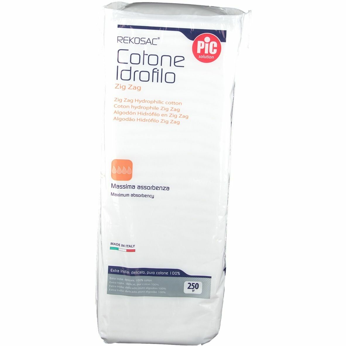 Cotone idrofilo pic rekosac zig zag 250 g con fustella