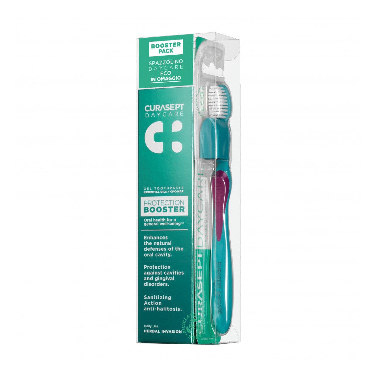 Curasept daycare protection booster dentifricio herbal invasion 75ml + in omaggio spazzolino
