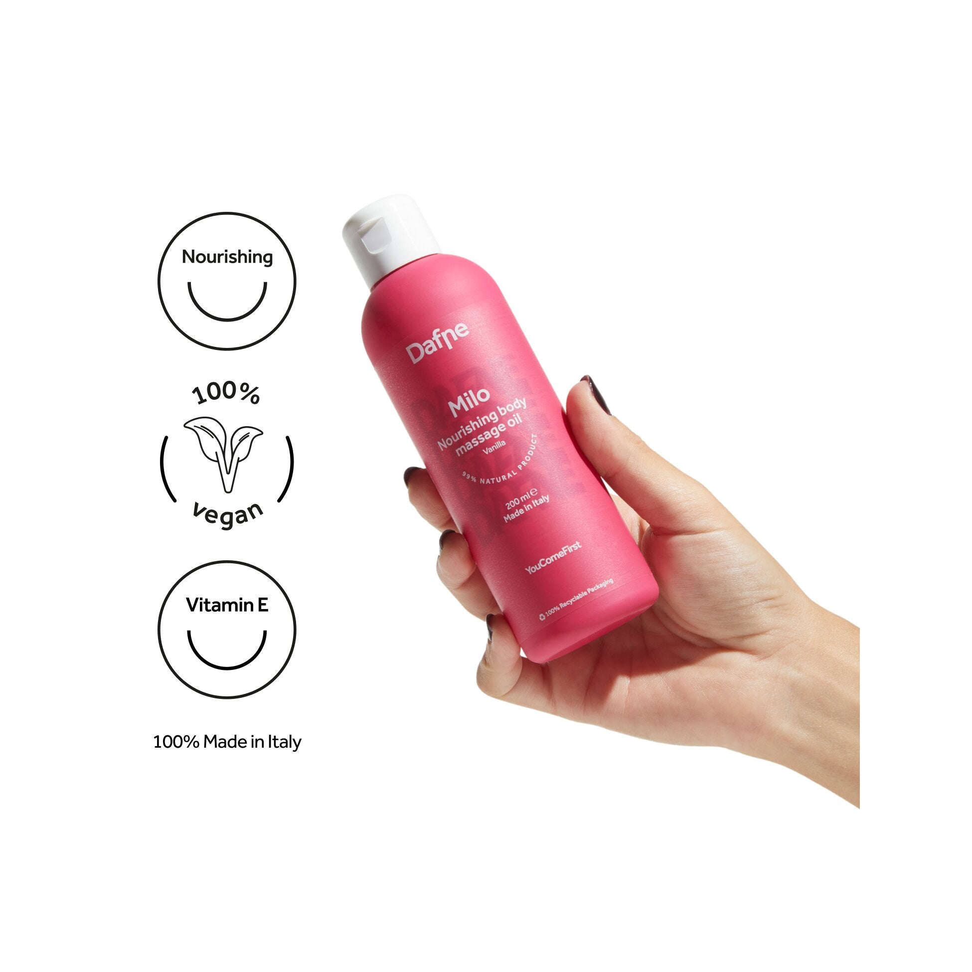 Dafne milo nourishing body massage oil vanilla 200ml