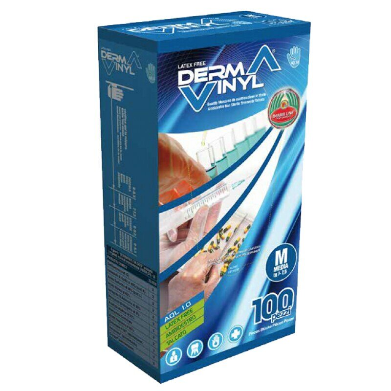Dermavinyl powder free guanti in vinile sterili monouso taglia m 100 pezzi