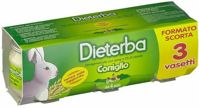 Dieterba omogeneizzato coniglio 3 pezzi 80 g