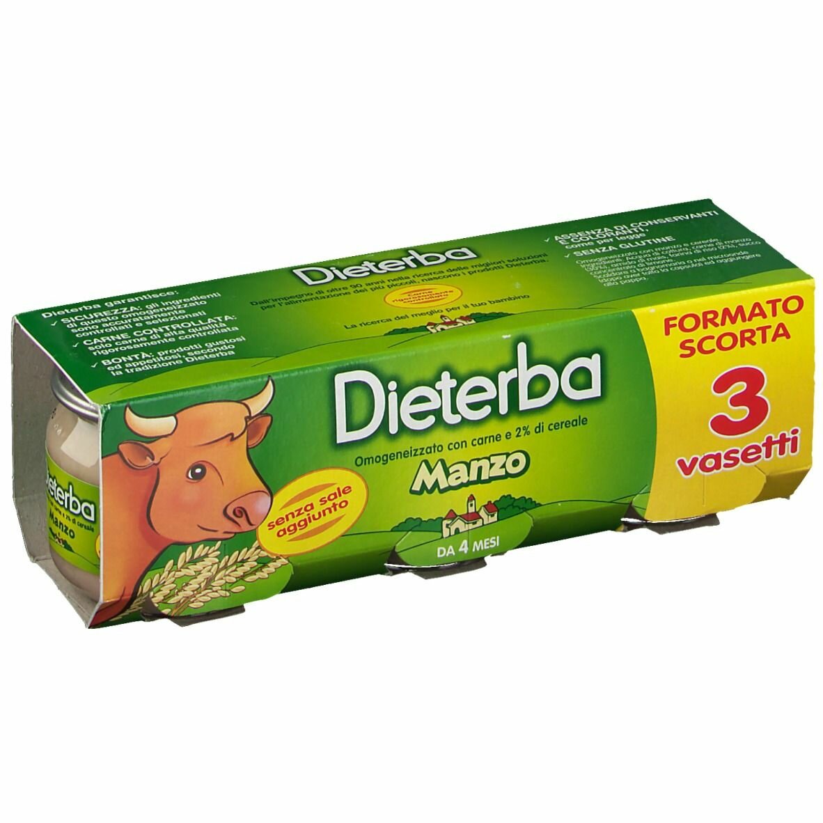 Dieterba omogeneizzato manzo 3 pezzi 80 g